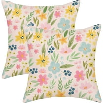 Spring Pillow Covers 18x18 Watercolor Floral Farmhouse Decor Throw Pillows Case for Couch Colorful Flower Seasonal Pillowcase Outdoor Decorative Cushion Case for Sofa Bed Decorations Set of 2