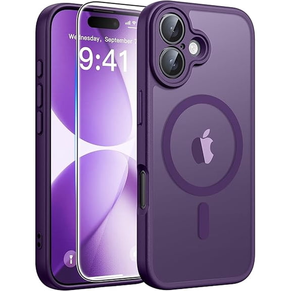 Eryueer for iPhone 17 Case: [Compatible with Magsafe] Translucent Matte Cases with [Full Camera Protection] [Screen Protector] Military Grade Shockproof Protective Phone Cover - Purple