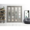 thumbnail image 3 of Sliding Closet Double Bi-fold Doors | Quadro 4002 Nebraska Grey with Frosted Glass | Sturdy Tracks Moldings Trims Hardware Set | Wood Solid Bedroom Wardrobe Doors, 3 of 5