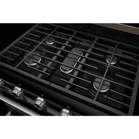 KitchenAid - 6.0 Cu. Ft. Self-Cleaning Freestanding Double Oven Gas Convection Range - Black Stainless Steel