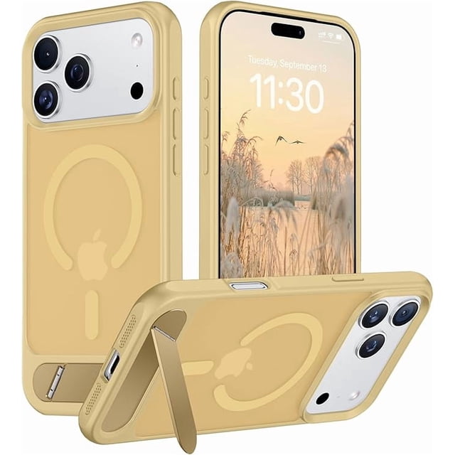 Funda Delgada Mate con Soporte Oculto para iPhone 17 Pro Max 6.9", Negro