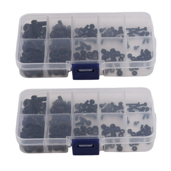300Pcs M2 M2.5 M3 M5 Nylon Hex Screw Bolt Nut Standoff Spacer Assortment Kit Black