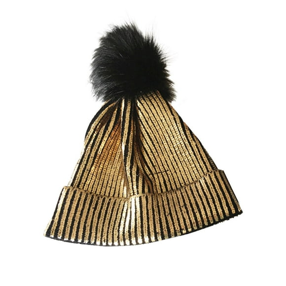 Braveheart Women Beanie Hat Ladies Knitted Warm-keeping Cap Outdoor Cycling Hiking Winter Hip-hop Hat, Gold