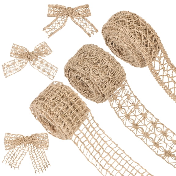16.4 Yards Mesh Burlap Wired Ribbon Rustic Jute Netting Ribbon Trim Hollow Jute Burlap Trim Wrapping Ribbons DIY