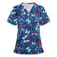 thumbnail image 1 of Birdeem Mode Femme Blouse à Manches Courtes Col en V Imprimée Chandail Décontracté avec Poches, 1 of 3