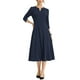 thumbnail image 2 of Vestido de trabajo para mujeres INSPIRE CHIC, corte A, mangas 3/4, vestido midi elegante, azul marino, 2XL, 2 of 6