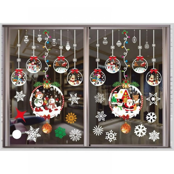 Merry Christmas Wall Stickers Xmas Window Stickers Decorations For Home Wall Glass Stickers New Year Home Decorations Supplies