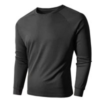 Jalioing Long Sleeve Athletic T Shirt for Men Loose Crew Neck Quick Dry Workout Shirts Basic Sport Tees Tops