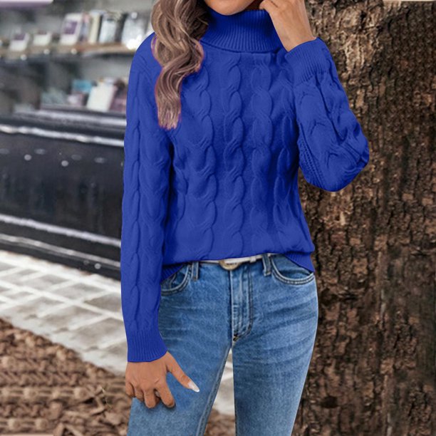 Ailaofu Sweaters for Women Long Sleeve Ribbed Knit Solid Color Turtleneck Fall Winter Pullover Sweaters