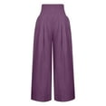 thumbnail image 5 of FAVIPT Wide Leg Linen Pants for Women Long,Linen Pants Women Summer High Waisted Palazzo Long Lounge Pant Loose Comfy Casual Trousers with Pocket Purple,XL, 5 of 8