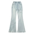 thumbnail image 3 of Coerni Girl's Flare Jeans High Waisted Bell Bottom Cute Star Baggy Denim Pants Ripped Pull on Bootcut Teen Straight Wide Leg Clothes, 3 of 8