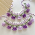 thumbnail image 6 of Denbek Cute Cat Collars, Hand-Knitted Floral Pet Collar Breakaway Kitten Collar Adjustable Cat Collars Cozy Cat & Small Dog Bib, Purple-M, 6 of 8
