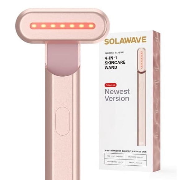 Solawave Varita de renovación radiante 4 en 1 para el cuidado de la piel con masajeador facial (oro rosa)