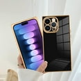 thumbnail image 3 of Case for iPhone 12 Pro Max Case Cute Plating Gold Case for Women Girls Soft TPU Shockproof Raised Full Camera Protection Electroplate Bumper Cover for iPhone 12 Pro Max-Black, 3 of 8