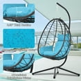 thumbnail image 2 of ENYOPRO Outdoor Egg Chair, Patio Wicker Swing Egg Chair with Stand, Steel Frame Hanging Chair with Soft Cushion and Pillow for Bedroom Patio Balcony, 300-pound Weight Capacity, JA2830, 2 of 10