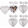 thumbnail image 1 of 4 dijes para fotos de ramo de novia, dijes de corazón plateados para fotos, acero inoxidable 304, dijes para relicario de fotos de ramo, broches conmemorativos de boda, broches DIY, 1 of 9