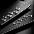 thumbnail image 4 of Beautlace 3-8 Mm Stainless Steel White Zircon Earrings Studs,6 Pair Studs Round 316L Stud Earrings For Women, 4 of 7