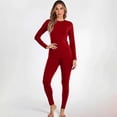 thumbnail image 2 of Women's Thermal Underwear Set, Thin Base Layer, Thermal Long-Sleeved Top and Pants, Lightweight Warm Clothing for Cold Seasons and Layering,Red,2XL, 2 of 6