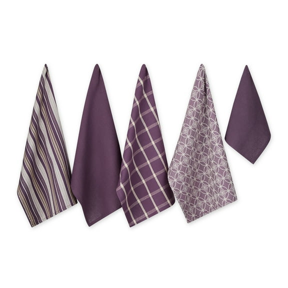 Assorted Eggplant Dishtowel & Dishcloth (Set of 5)