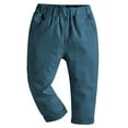 thumbnail image 3 of Hansber Baby Boys Fall Winter Warm Cotton Cozy Solid Color Chino Pants with Side Pockets Casual Peacock Blue 130, 3 of 4