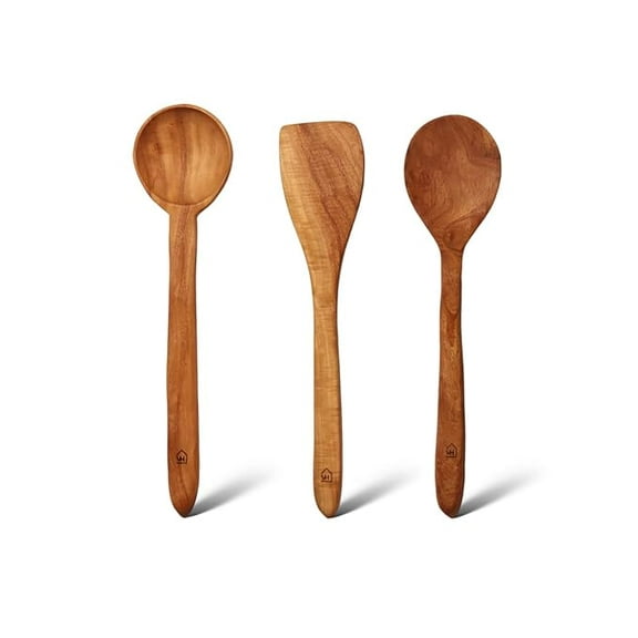 Neem Wood Spoon, Compact Flip, Spatula/Ladle for Cooking Dosa | Set of 3