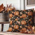 thumbnail image 5 of Orange Pumpkin Fall Throw Pillow Covers 18x18 Inch Set of 2 Pink Floral Black Outdoor Farmhouse Cottage Autumn Decorations Decorative Throw Pillows Cases for Home Living Room Couch Decor, 5 of 6
