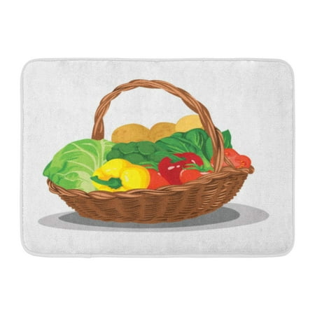 GODPOK White Crop Green Agriculture of Vegetable in Basket Fresh and Best Realistic Red Apple Diet Rug Doormat Bath Mat 23.6x15.7