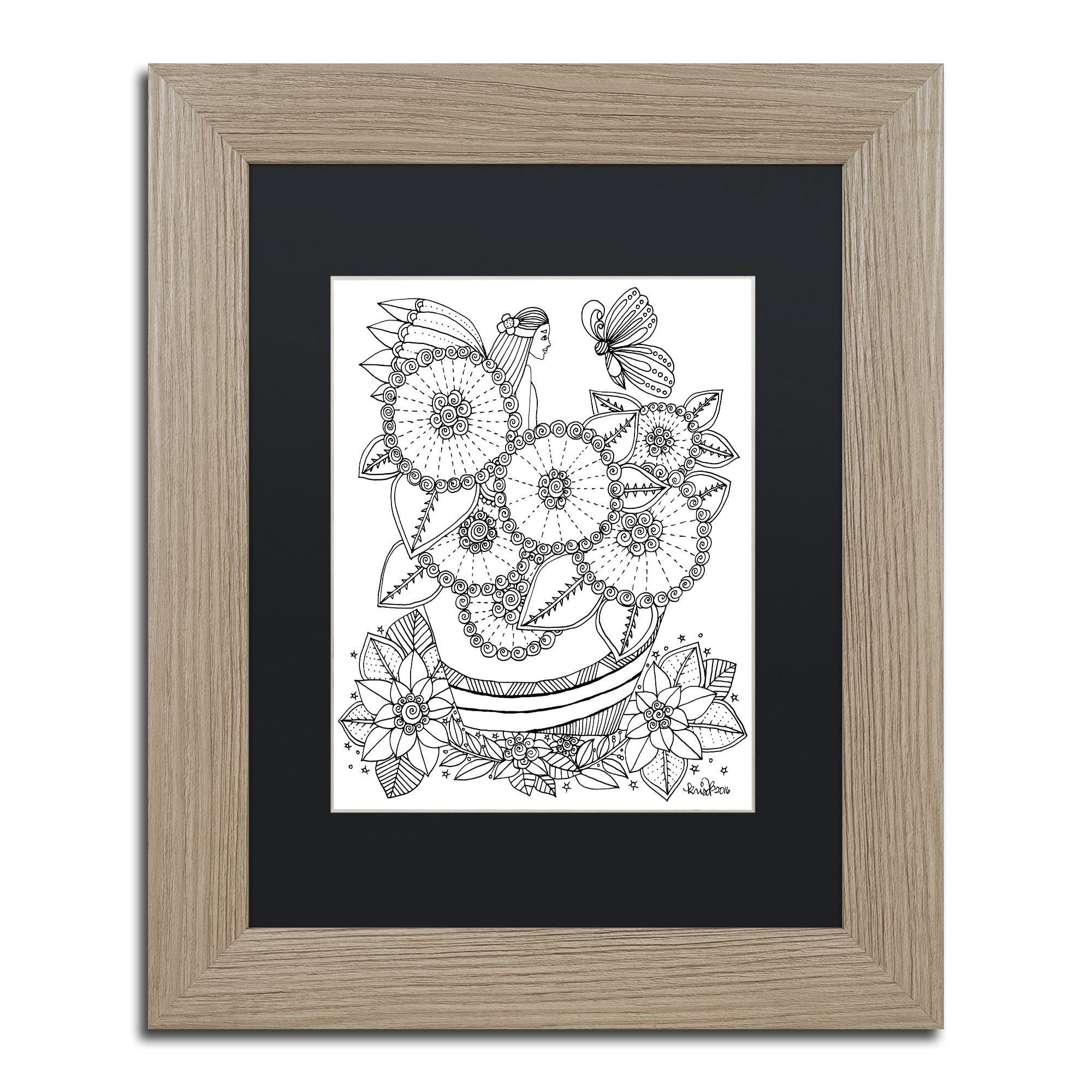Trademark Fine Art "Fairy-2" Canvas Art by KCDoodleArt Black Matte, Birch Frame
