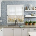 thumbnail image 6 of Watercolor Floral Kitchen Curtains and Valances Set, Rod Pocket Curtains Tier Farmhouse Window Curtains 24 Inch Length, Yellow Poppy Wild Flower Rustic Beige 3 Piece Kitchen Curtains Set, 6 of 6