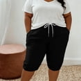 thumbnail image 2 of StSilkitty Plus Size Shorts for Womens Summer Solid Color High Waist Elastic Drawstring Knee Length Shorts with Pockets, 2 of 9