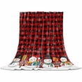 thumbnail image 2 of Christmas Cute Snowman Throw Flannel Blanket 40x50In Snowflakes Winter Red Black Plaid Texture Super Soft Cozy Bed Blanket, Lightweight Plush Fuzzy Bed Throw for Bedroom Sofa Couch Living Room, 2 of 4