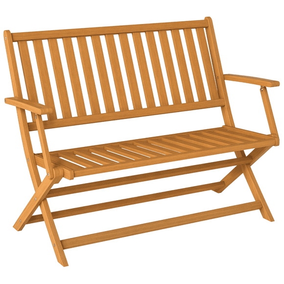 Outsunny Outdoor Bench, 46.5" Foldable Acacia Wood Loveseat, Teak
