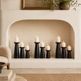 thumbnail image 3 of DecMode 3 Candle Black Mango Wood Pillar Candle Holder, Set of 3, 3 of 13