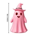 thumbnail image 3 of Light-Up Pink Ghost Figurine with Witch Hat, Resin Halloween Ghost Statue, Cute Desktop Ornament for Shelf Mantel Gothic Home Decor, 3 of 5