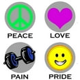 thumbnail image 2 of CafePress - PEACE LOVE PAIN PRIDE -  Round Wood Ornament 4", 2 of 2