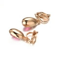thumbnail image 6 of Yoursfs Pink Crystal Clip on Earrings for Women Wedding Birdal Gold Plated Non Pierced Ears Oval Cubic Zirconia Dangle Earrings Clips, 6 of 6
