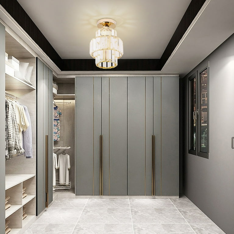 Japceit Semi Flush Mount Ceiling Light-Chandelier Crystal Ceiling