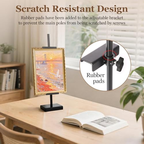Adjustable Tabletop Easel Stand for Displaying Picture Frames and Art, 18-Inch Black Metal Art Easel for Sturdy Frame Support and Decorative Home or Office Use