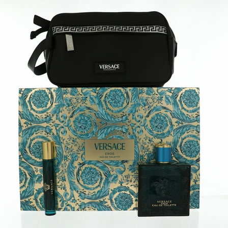 VERSACE EROS by Versace 3 PIECE GIFT SET - 3.4 OZ EAU DE TOILETTE SPRAY NEW Box