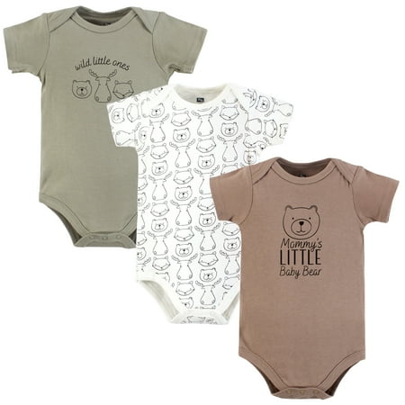Hudson Baby Infant Boys Cotton Bodysuits 3-Pack, Mommys Baby Bear, 12-18 Months