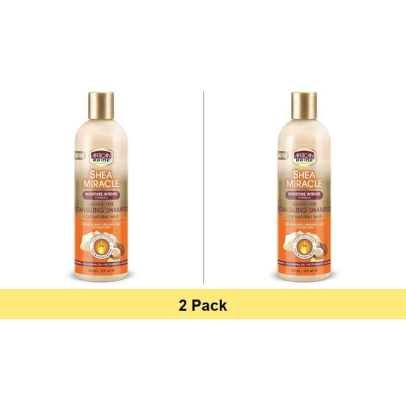 African Pride Shea Miracle Detangling Shampoo 12 oz - 2 Pack Bundle