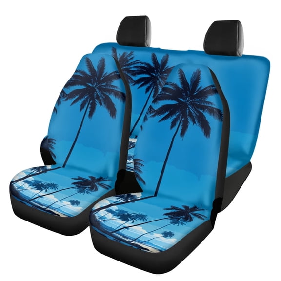 Uourmeti Blue Palm Tree Print Car Seat Covers 3 Pieces Car Seat Covers Full Set Auto Decor Easy to Install Suitable for Truck Cars