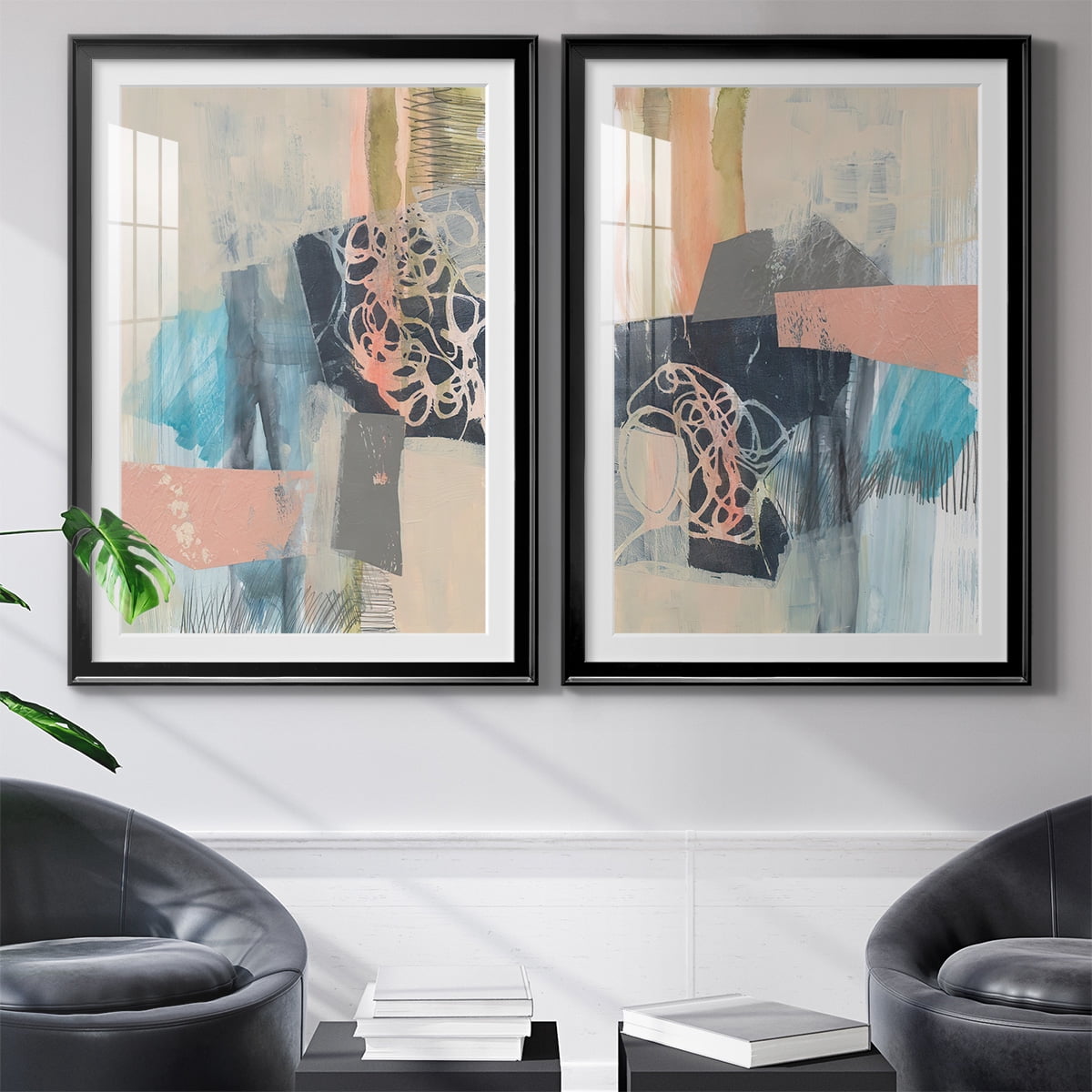 Wexford Home Reductive I Premium Framed Print, 22.5" x 30.5" - Ready to Hang, Black (Set of 2)