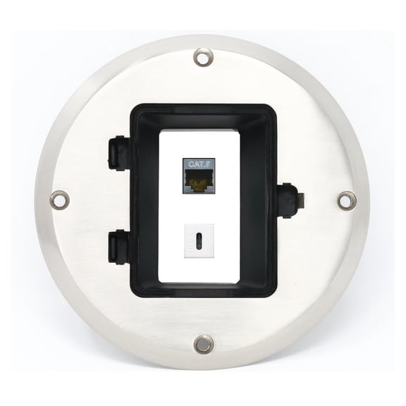 RiteAV CAT7 USBC Floor Box [Stainless Steel]