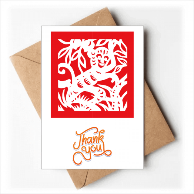 Corte de papel China Zodiac Monkey animal Nota en blanco del sobre de la tarjeta de agradecimiento
