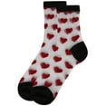 thumbnail image 3 of MeMoi Women's Hearts Mono Fine Net Semi-Sheer Anklet Sock - Womens - Female, 9-11, Black Red, 3 of 6