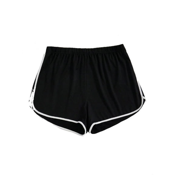 Plus Size Shorts Casual Plain Track Black 0XL (12)