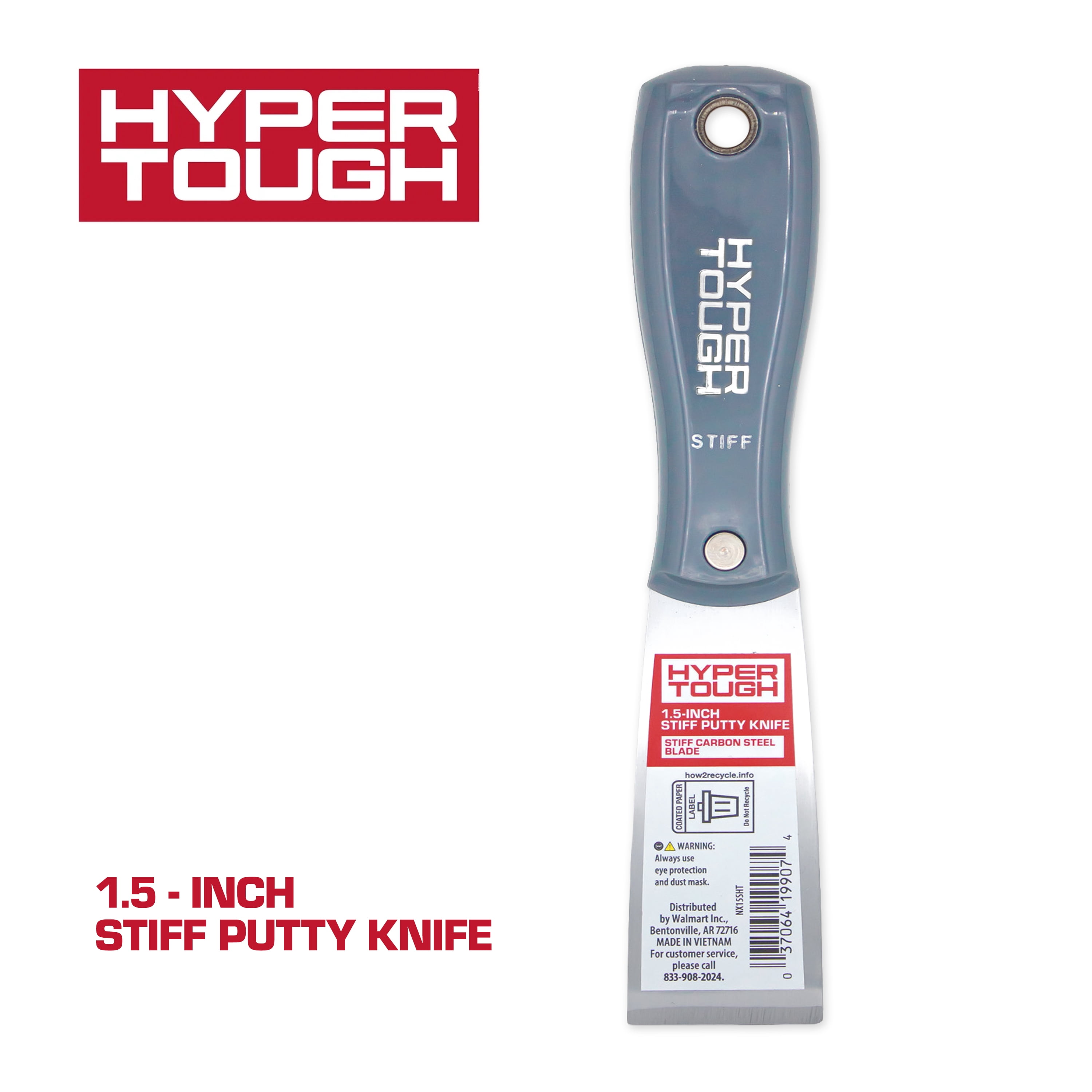 Hyper Tough 1.5-Inch Stiff Putty Knife with Ergonomic Handle
