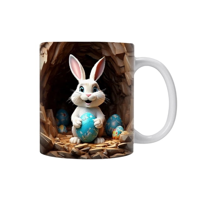 Creatine Easter Bunny Egg Decorated Ceramic Coffee Mug With Handle For Holiday Gifting And Celebration