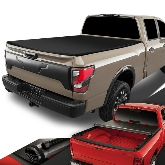 DNA Motoring TTC-RU-046 For 2004 to 2015 Nissan Titan 6'7" Short Bed Fleetside Vinyl Roll -Up Soft Tonneau Cover